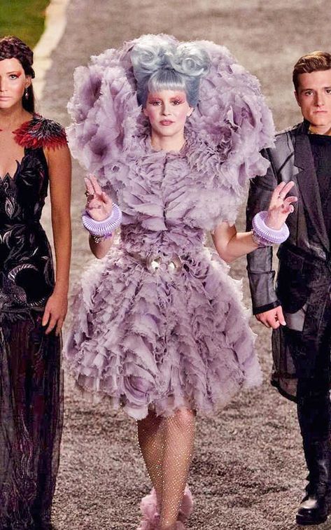 Lavender ruffled reaping gown