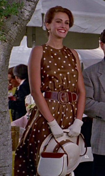 Brown polka-dot day dress