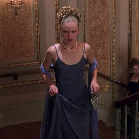 Slate-blue prom gown