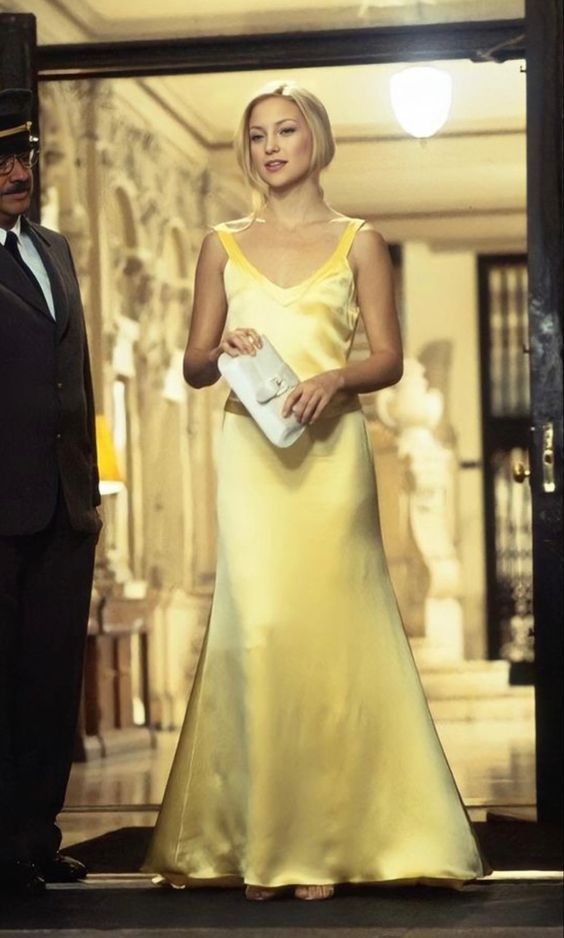 Butter-yellow satin gown