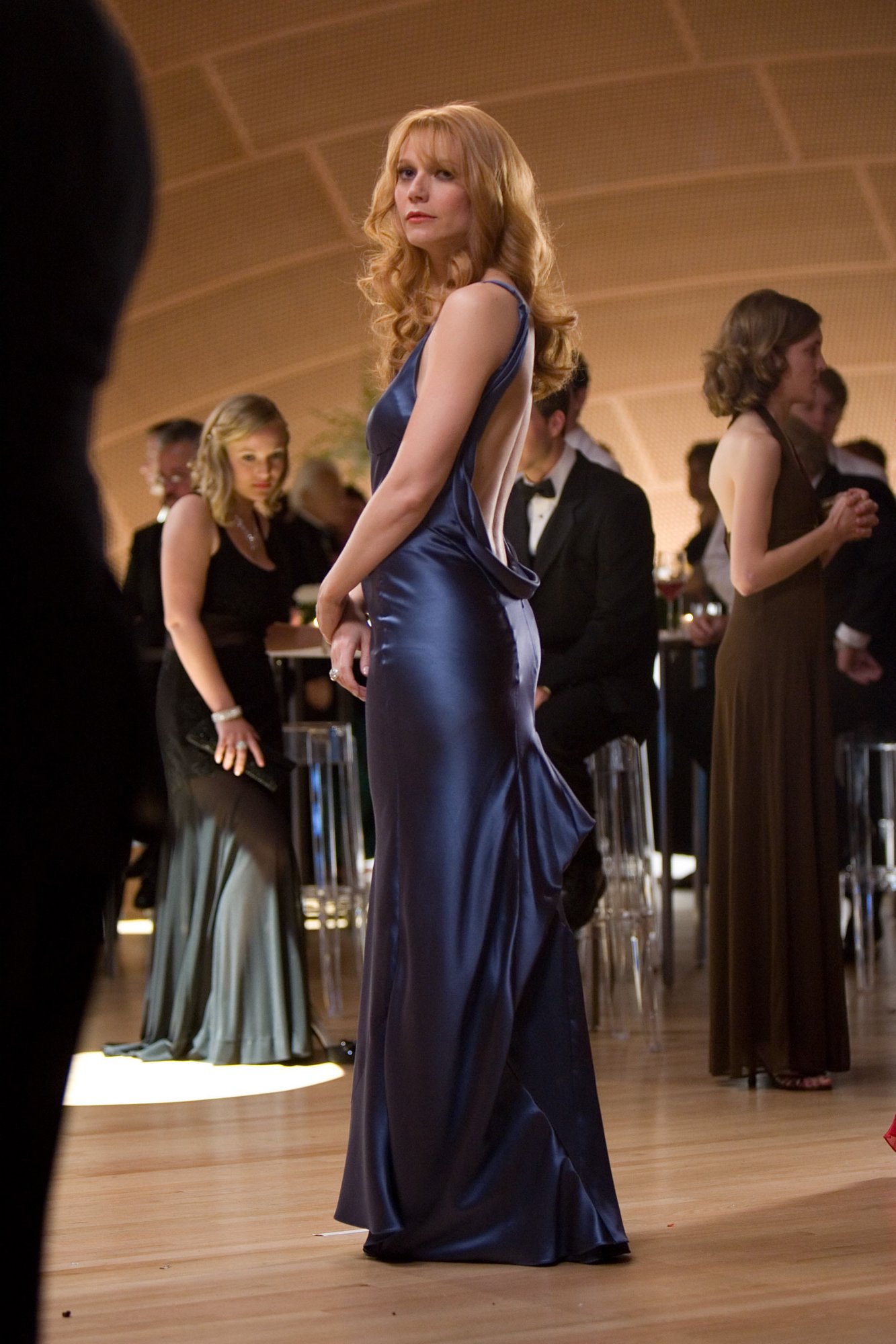Royal blue satin gown, gala