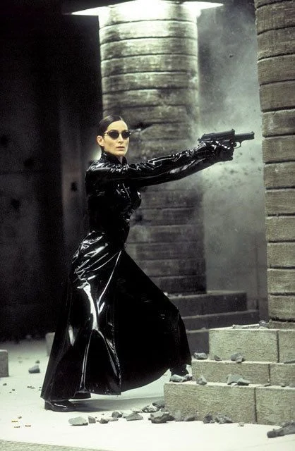 Black leather trenchcoat