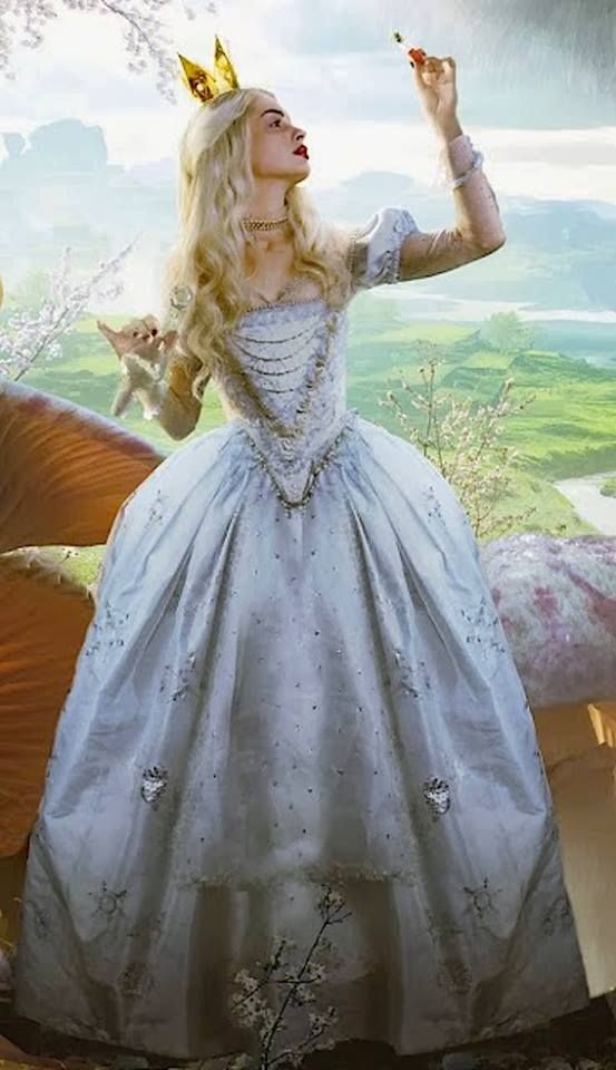 White ballgown, gold crown